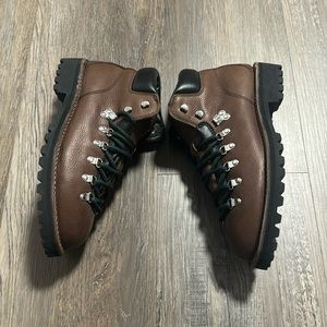 J.Crew Cascade Boots Dark Brown Leather with Green Laces Men’s size 10.5